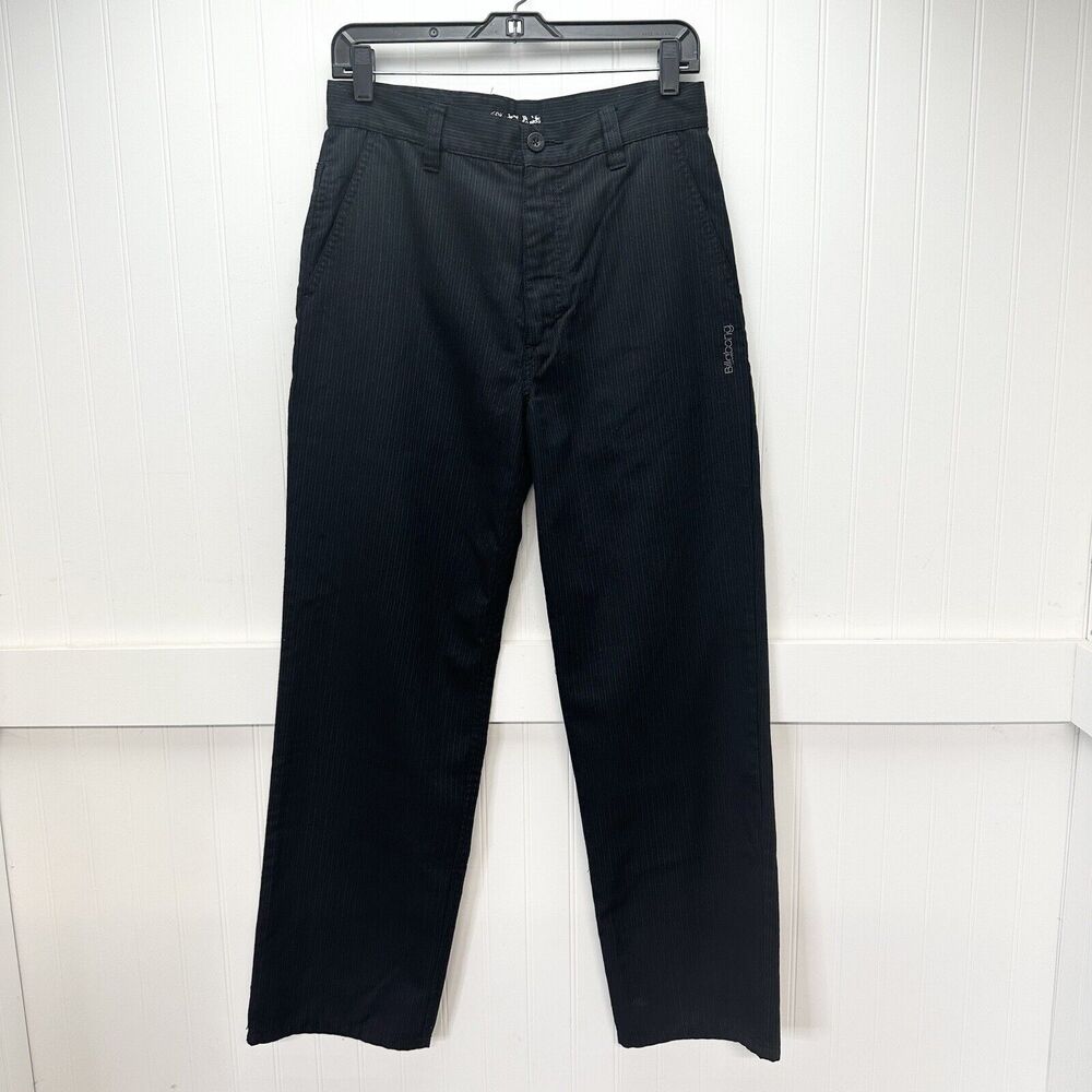 Pinstripe Pants Billabong 29 Straight Leg Trouser High Rise Black Preppy Y2K